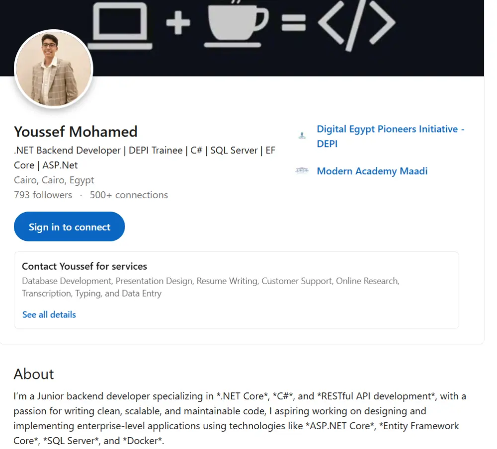إنشاء وتطوير بروفايل LinkedIn احترافي