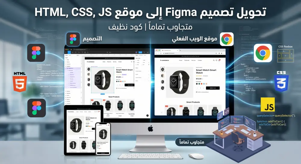تحول تصميم (Figma/Image) إلى موقع ويب سريع ومتجاوب