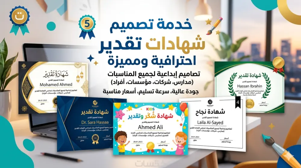 تصميم شهادة تقدير احترافية ومميزة خلال 24 ساعة.