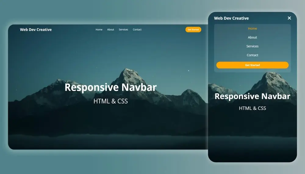 تصميم Navbar احترافي مع Hamburger Menu للموبايل