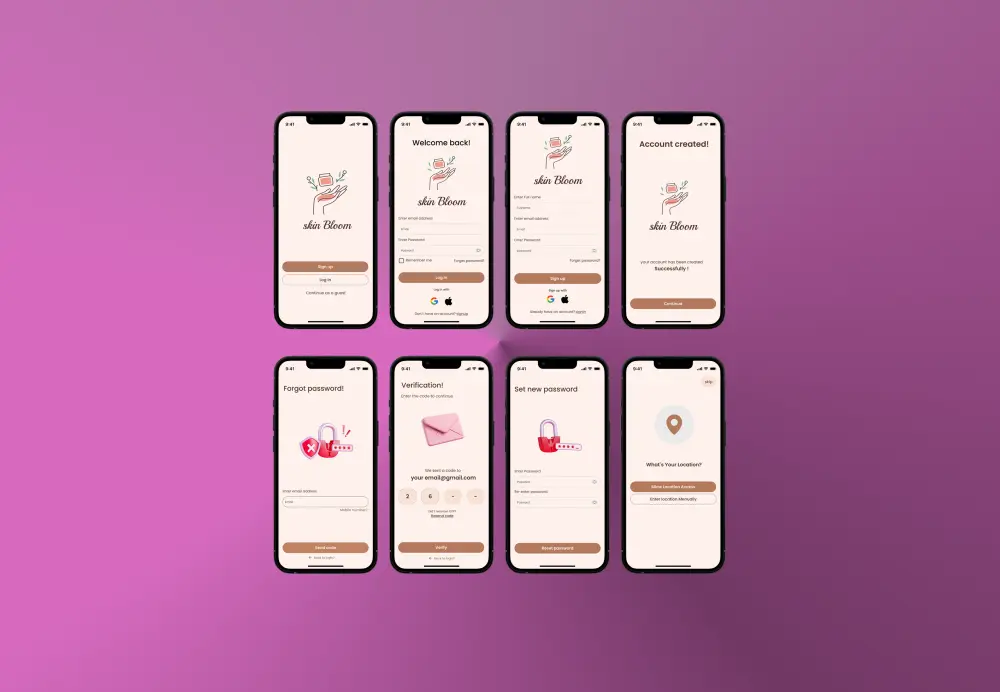 تصميم شاشات تطبيق موبايل حديثة وواضحة