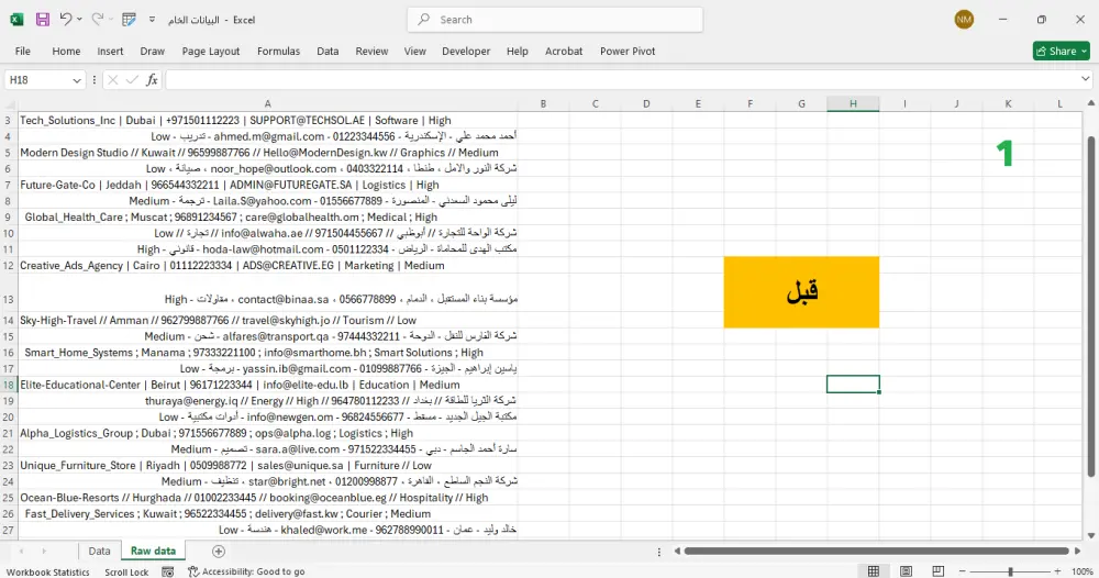 إدخال البيانات باستخدام إكسيل و تنسيقها | Excel Data Entry