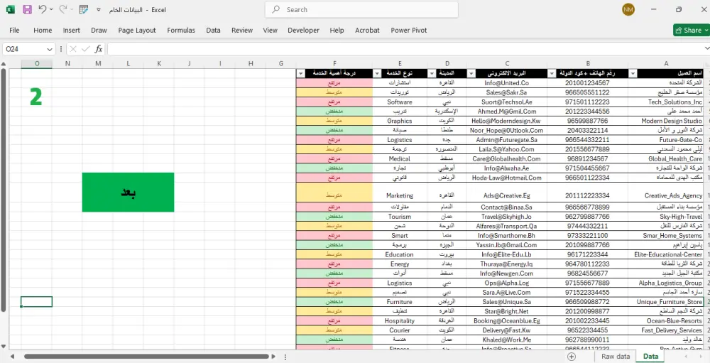 إدخال البيانات باستخدام إكسيل و تنسيقها | Excel Data Entry