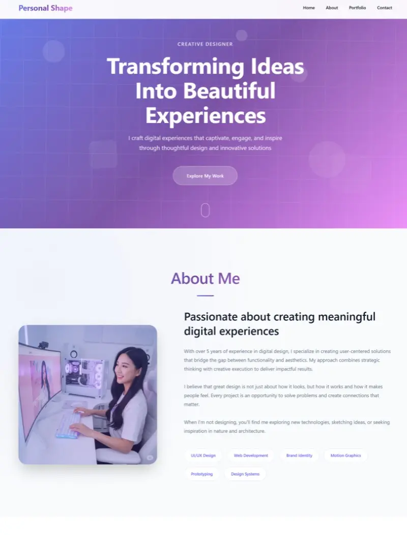 موقع شخصي احترافي بنظام "Glassmorphism" العصري والمتجاوب
