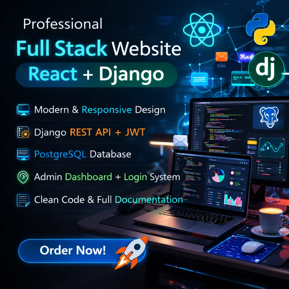 تطوير منصة ويب احترافية Full-Stack باستخدام Django وReact (SaaS / Dashboard / API)