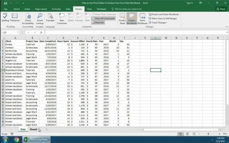 ادخال و تنسيق البيانات في ملف Excel