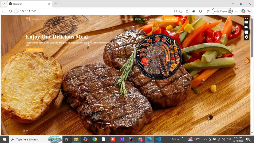 تصميم واجهات صفحات ويب لمطعم باستخدام HTML و CSS