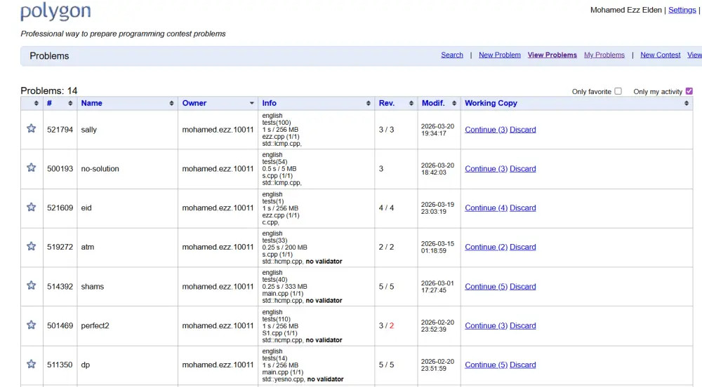 إعداد مسألة برمجة تنافسية (CP) واحدة متكاملة عبر Polygon
