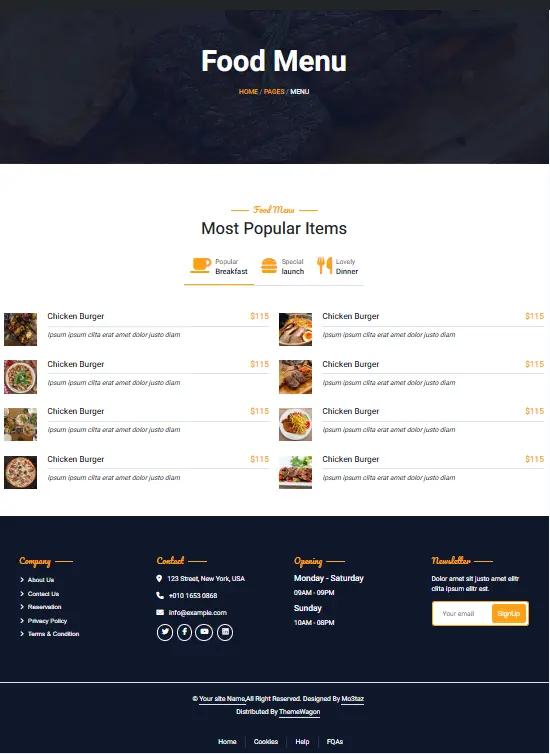 برمجة موقع مطعم احترافي مع منيو تفاعلي
