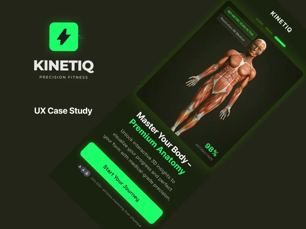 تصميم UI/UX احترافي لتطبيق جيم ولياقة بدنية – Kinetiq Fitness App
