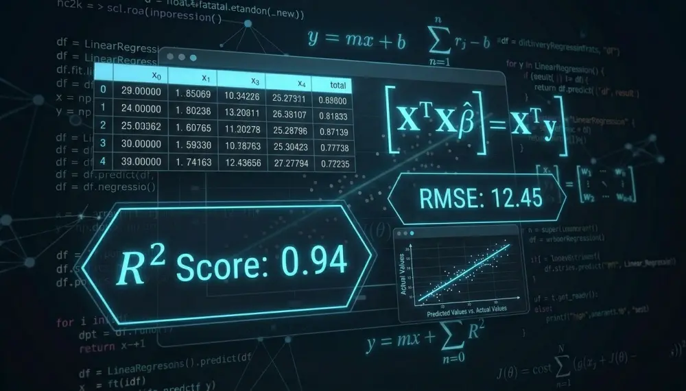 بناء نموذج تنبؤي دقيق باستخدام الانحدار الخطي (Linear Regression) لتحليل البيانات.