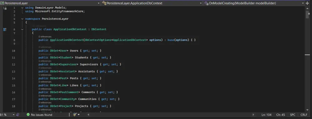 سأصمم قاعدة بياناتك وأربطها بمشروعك بـ Entity Framework Core