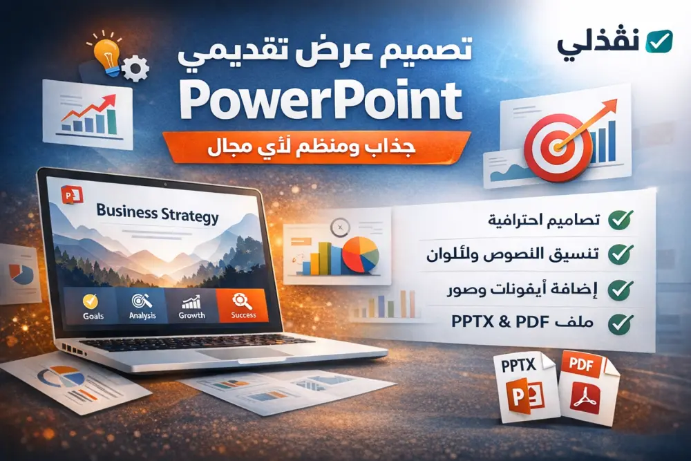 تصميم عرض تقديمي احترافي PowerPoint جذاب ومنظم لأي مجال