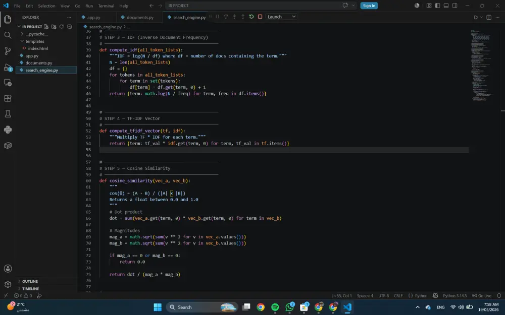 برمجة وتطوير محركات بحث ذكية (Search Engines) وأنظمة استرجاع معلومات باستخدام Python (Flask / FastAPI)