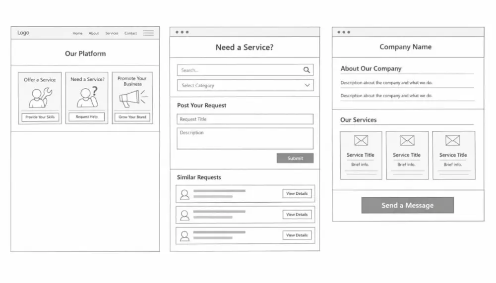 عمل Wireframe بسيط ل3 شاشات  UI/UX