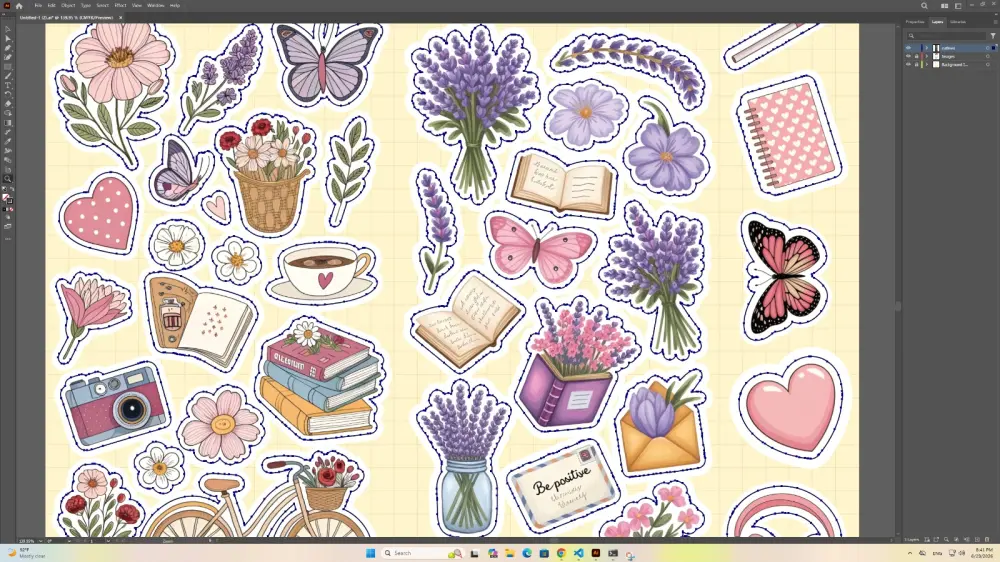 ملفات ستيكرات للطباعة والقص (Print-Ready Die Cut Stickers)