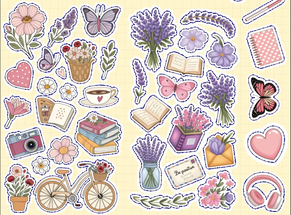 ملفات ستيكرات للطباعة والقص (Print-Ready Die Cut Stickers)