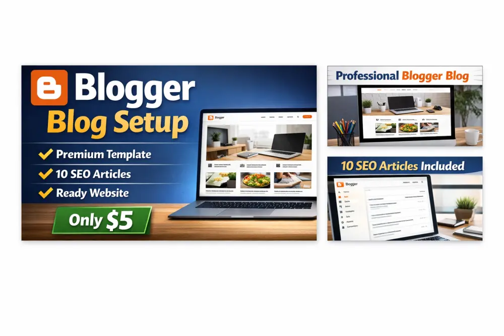 سأنشئ لك مدونة بلوجر احترافية جاهزة مع قالب مميز و10 مقالات مقابل 5$
