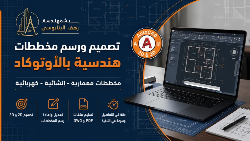 تصميم ورسم المخططات الهندسية بالأوتوكاد AutoCAD (معماري - إنشائي - كهربائي)