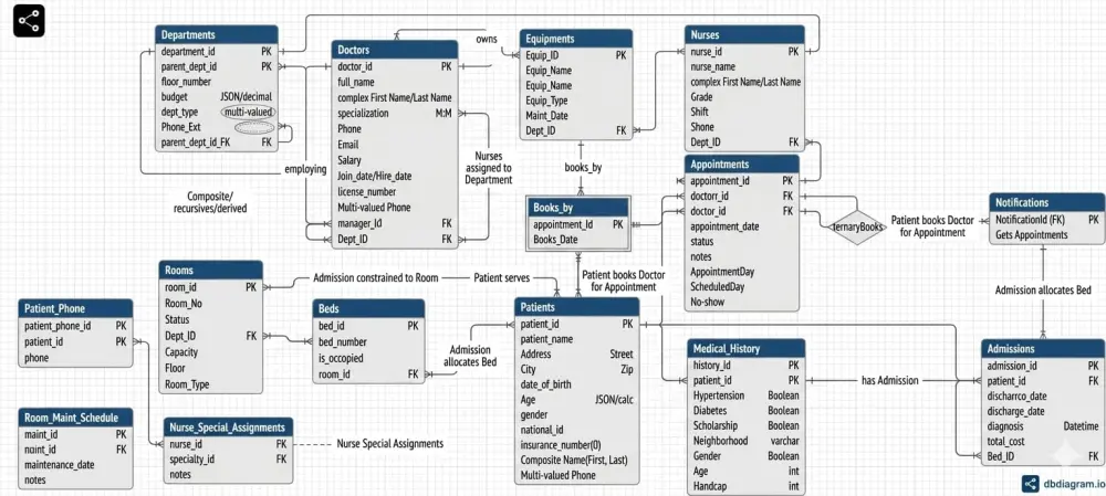 تصميم وتنفيذ قاعدة بيانات كاملة من ERD إلى SQL إلى Dashboard