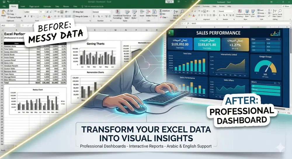 تصميم لوحة بيانات احترافية (Professional Dashboard) في Excel لتبسيط بياناتك