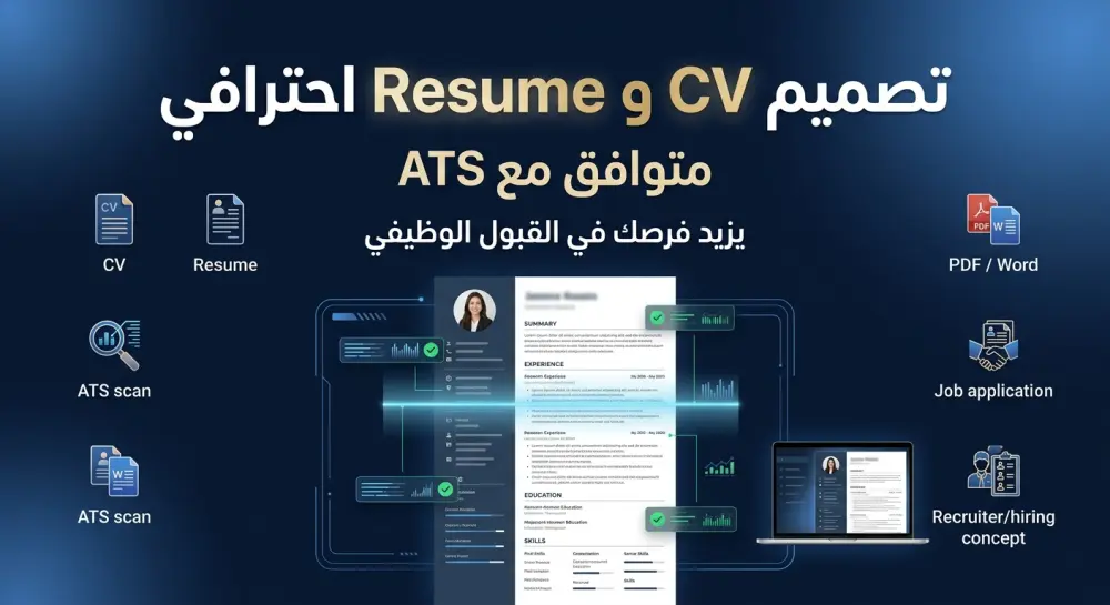 تصميم CV وResume احترافي متوافق مع ATS لزيادة فرص قبولك في الوظائف