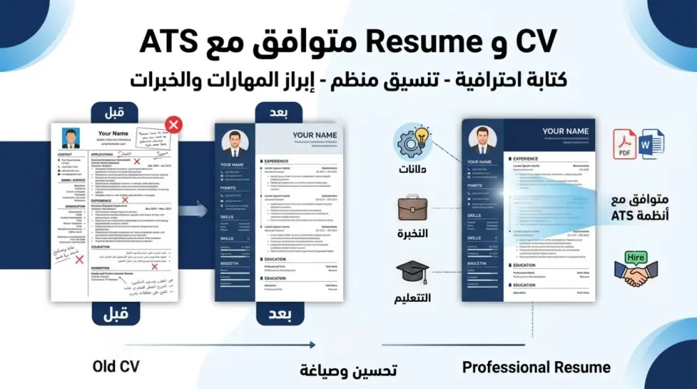 تصميم CV وResume احترافي متوافق مع ATS لزيادة فرص قبولك في الوظائف