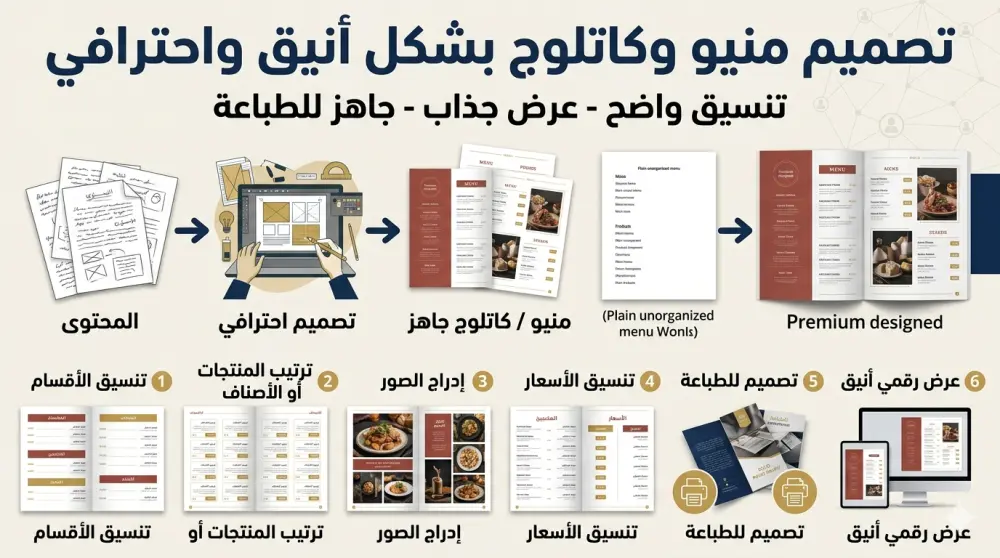 تصميم Menu أو Catalog احترافي للمطاعم والكافيهات والأنشطة التجارية