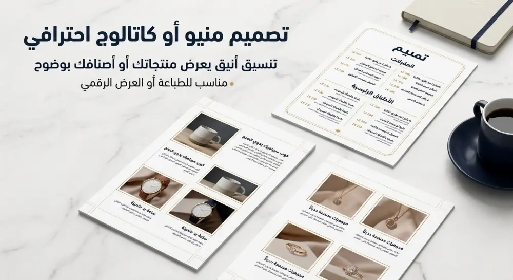 تصميم Menu أو Catalog احترافي للمطاعم والكافيهات والأنشطة التجارية