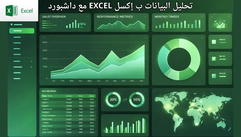 تصميم Dashboard احترافية لتحليل البيانات باستخدام Excel وعرضها برسوم بيانية واضحة