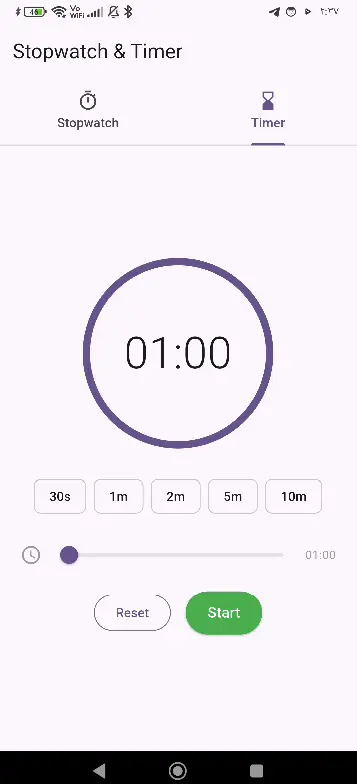 تطوير تطبيق Stopwatch & Timer احترافي بنظام Flutter (أندرويد و iOS).
