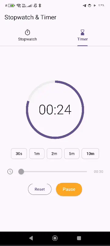 تطوير تطبيق Stopwatch & Timer احترافي بنظام Flutter (أندرويد و iOS).