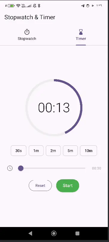 تطوير تطبيق Stopwatch & Timer احترافي بنظام Flutter (أندرويد و iOS).