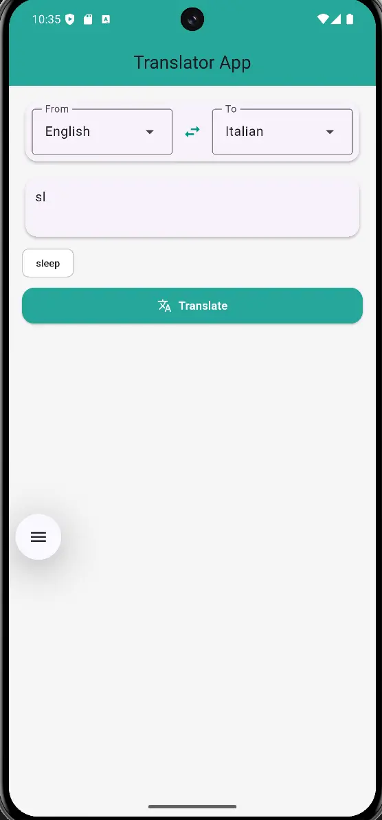 أقدم لك تصميم وبرمجة تطبيق ترجمة بسيط باستخدام Flutter و API 🔹 تطبيق سريع وسهل الاستخدام لترجمة الكلمات فورًا  مناسب للمشاريع التعليمية والتطبيقات البسيطة  واجهة استخدام نظيفة وسهلة للمستخدم