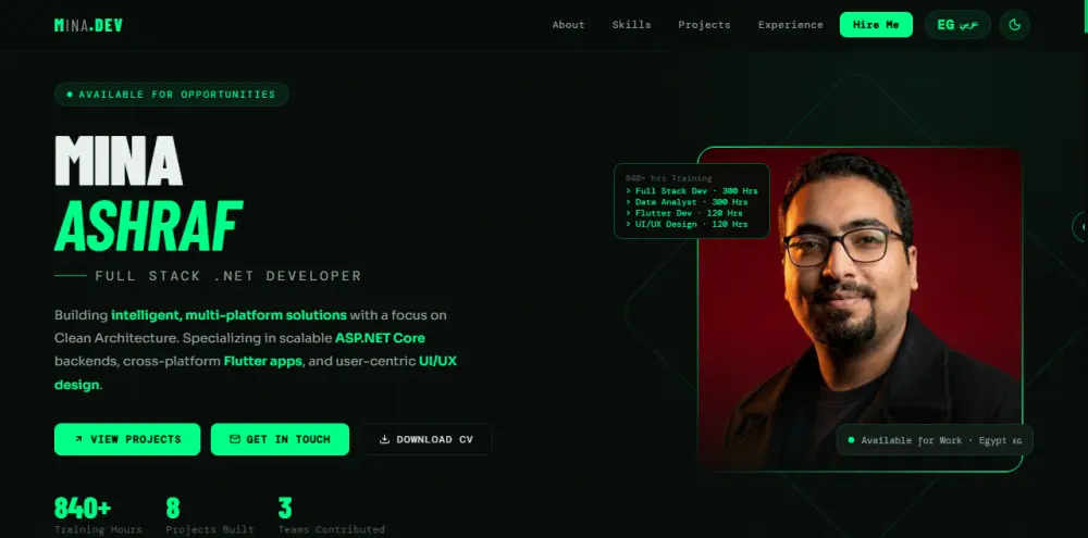 تصميم وتطوير موقع Portfolio احترافي ومتجاوب