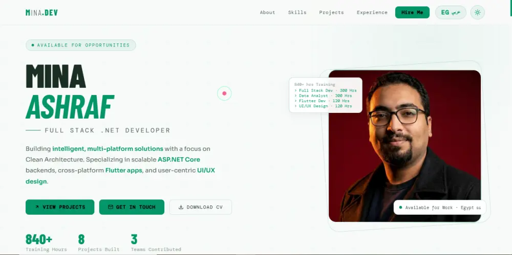تصميم وتطوير موقع Portfolio احترافي ومتجاوب