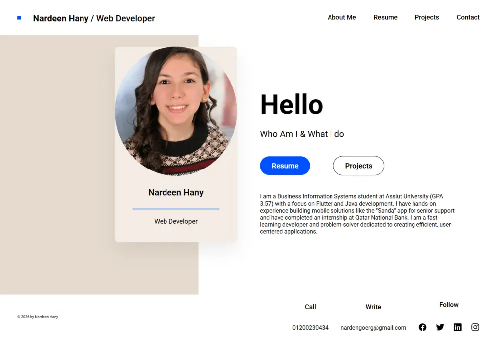 موقع شخصي Portfolio احترافي لعرض الأعمال والسيرة الذاتية