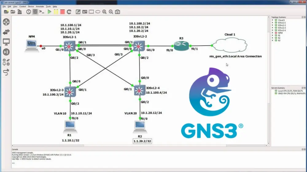 تصميم وإعداد مختبرات الشبكات الافتراضية باستخدام GNS3