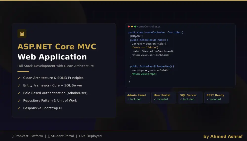 سأبني لك تطبيق ويب احترافي بـ ASP.NET Core MVC مع قاعدة بيانات