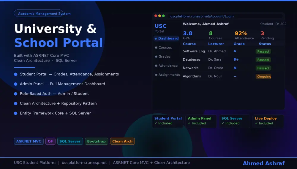 سأبني لك نظام أكاديمي متكامل للجامعات والمدارس بـ ASP.NET Core MVC