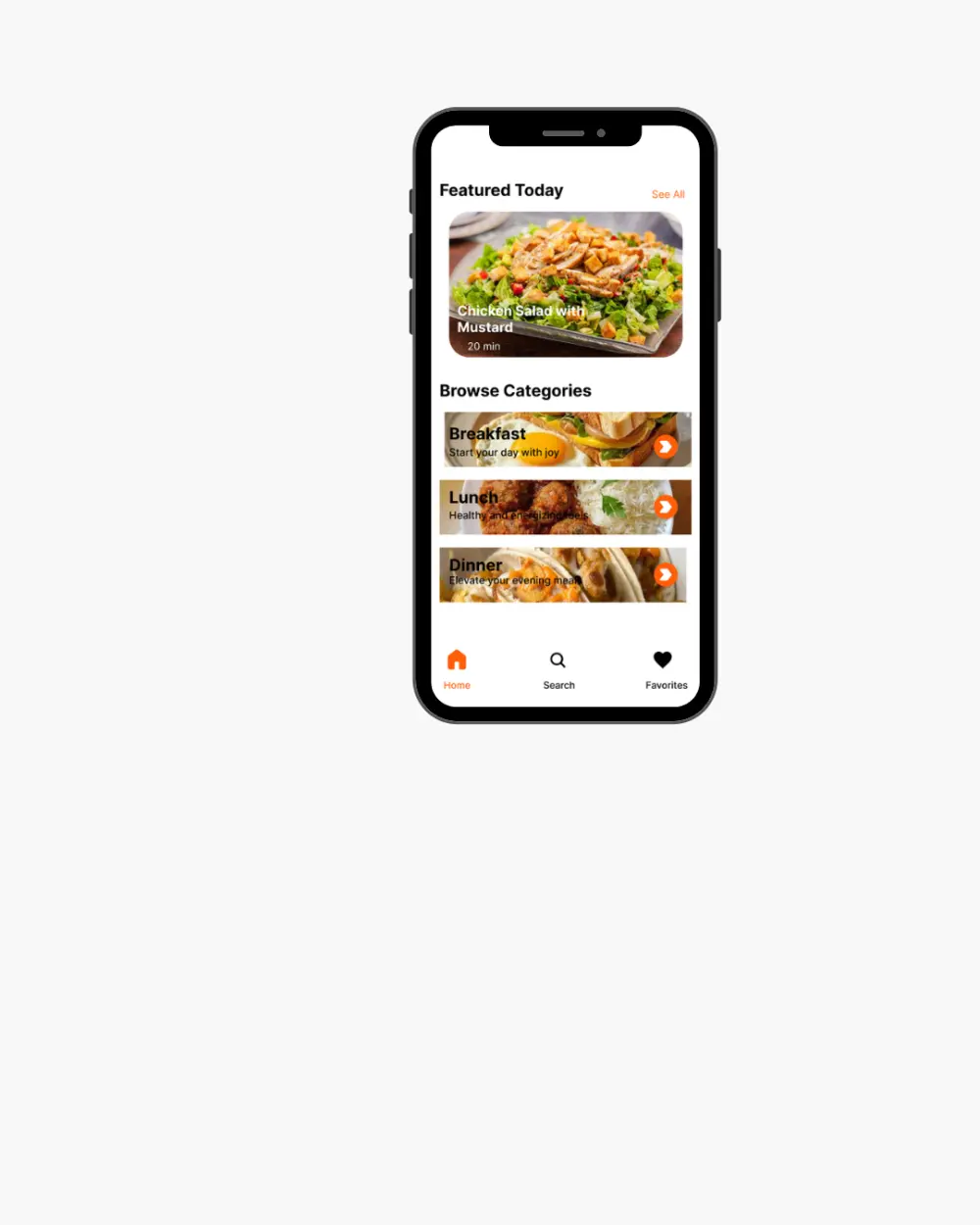 تصميم ui/ux  لتطبيق لعرض الوصفات طعام