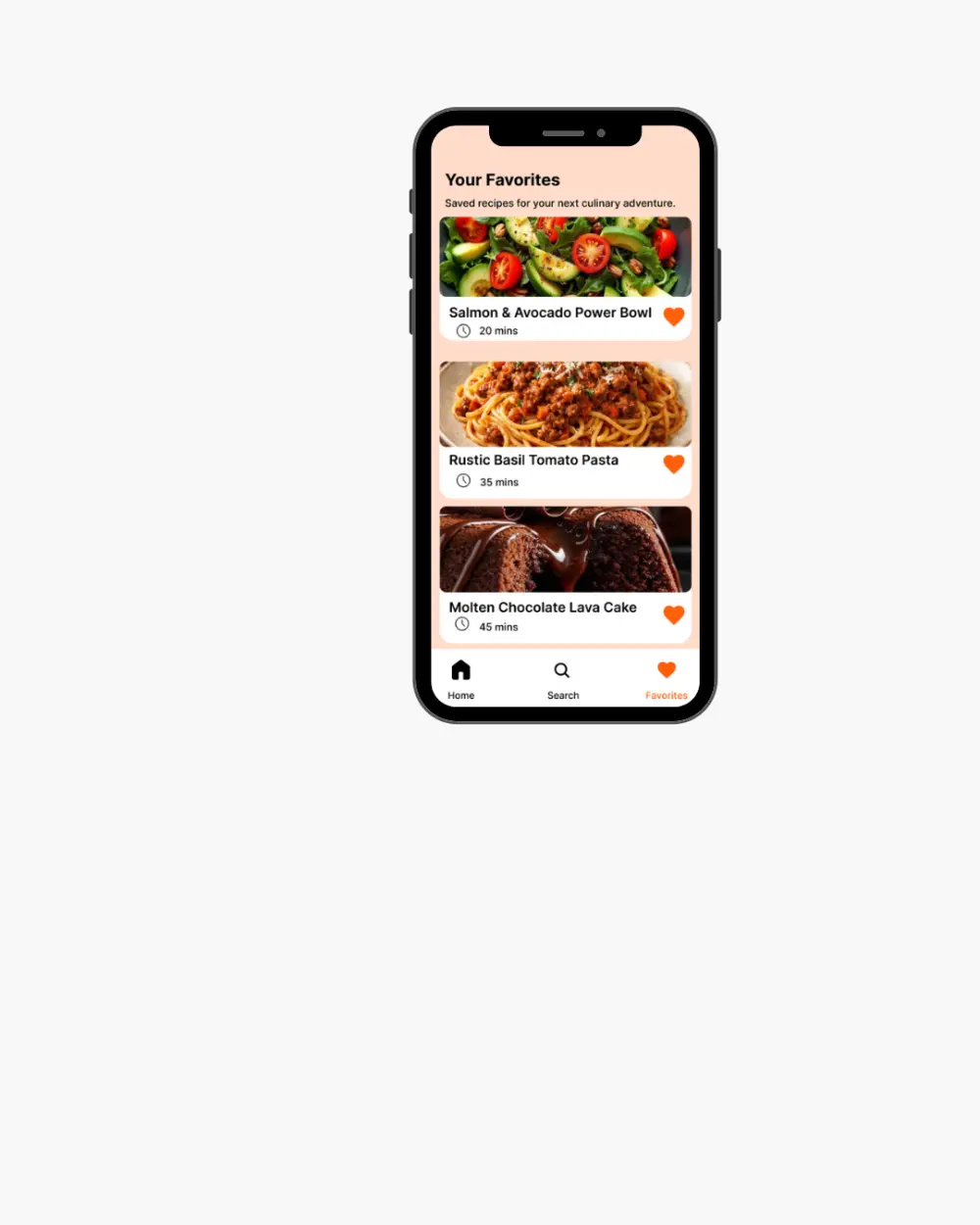 تصميم ui/ux  لتطبيق لعرض الوصفات طعام