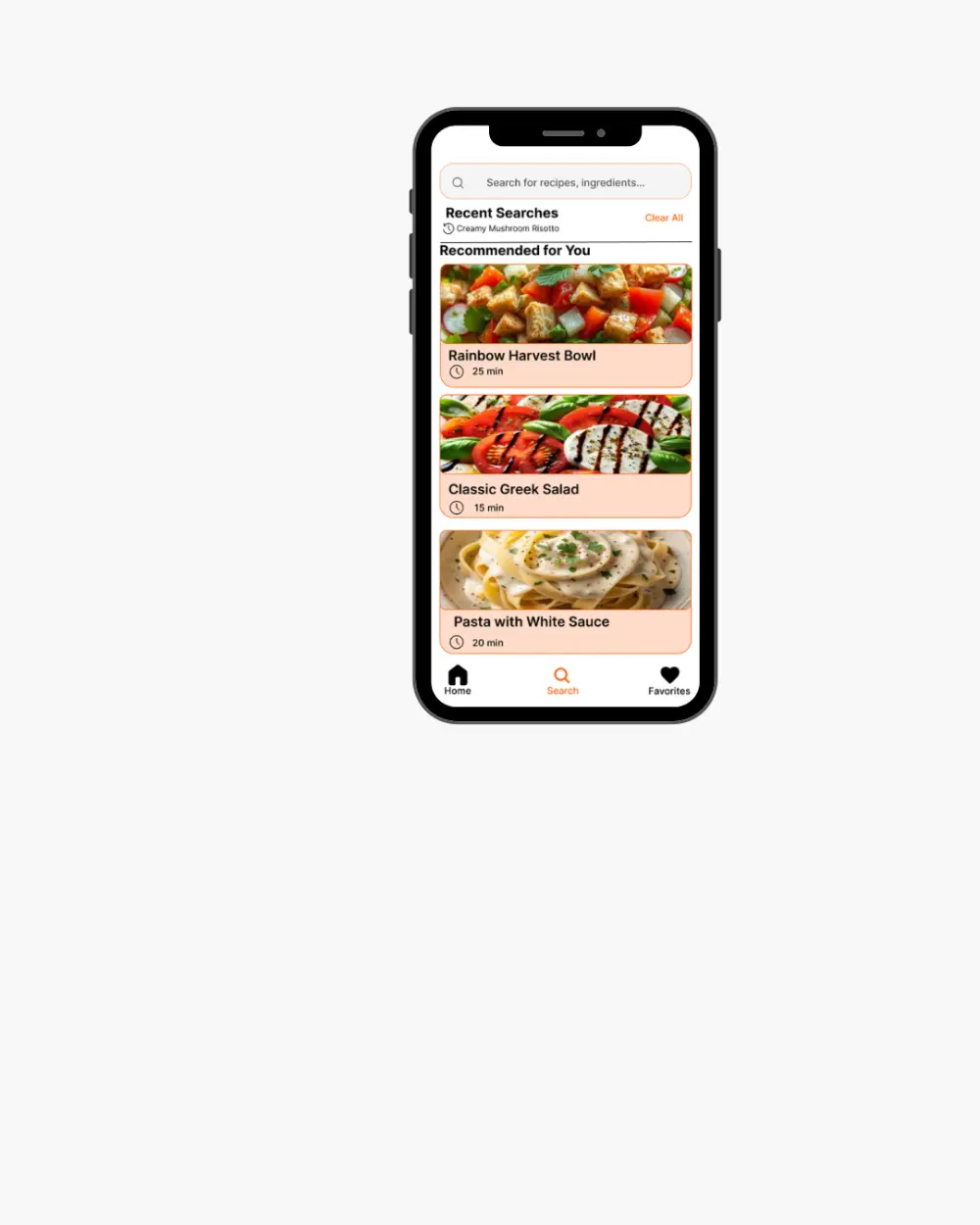 تصميم ui/ux  لتطبيق لعرض الوصفات طعام