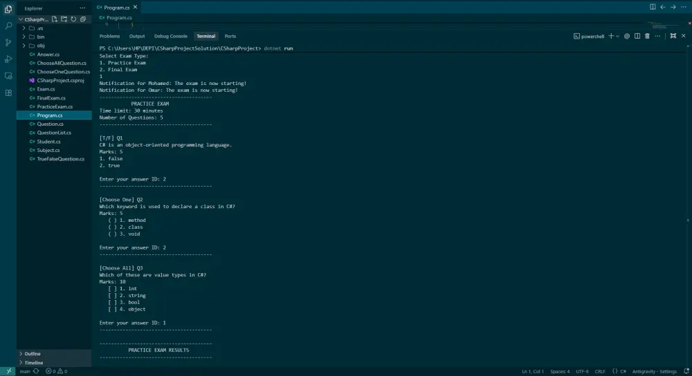 تنفيذ مشاريع صغيرة او مسائل برمجية بلغة سي شارب