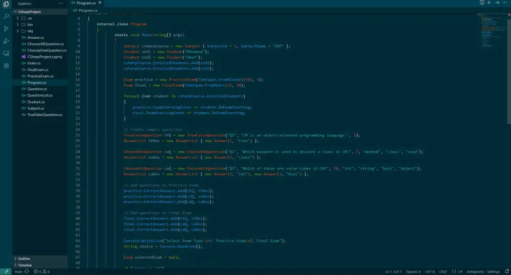 تنفيذ مشاريع صغيرة او مسائل برمجية بلغة سي شارب