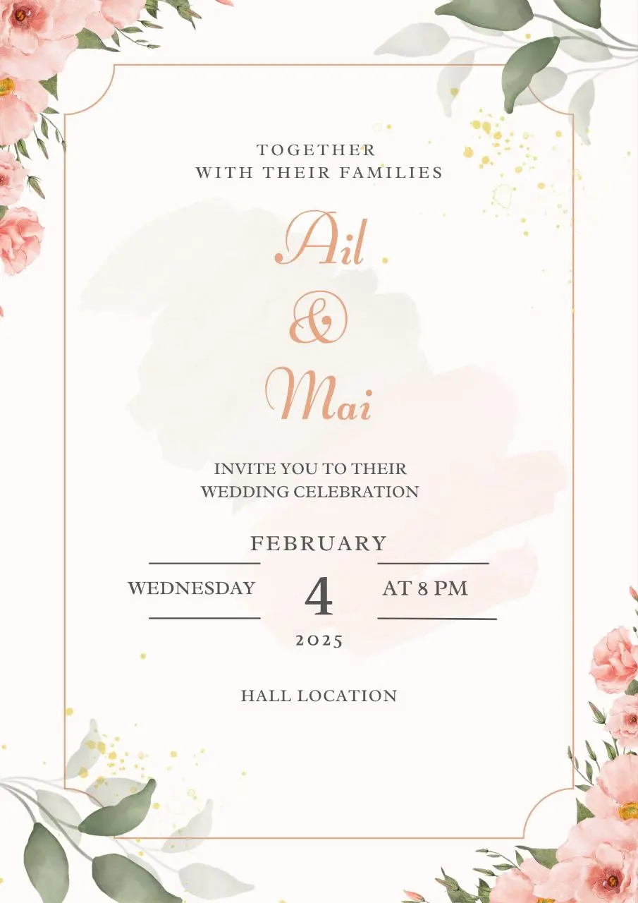 تصميم دعوة زفاف أنيقة ومميزه