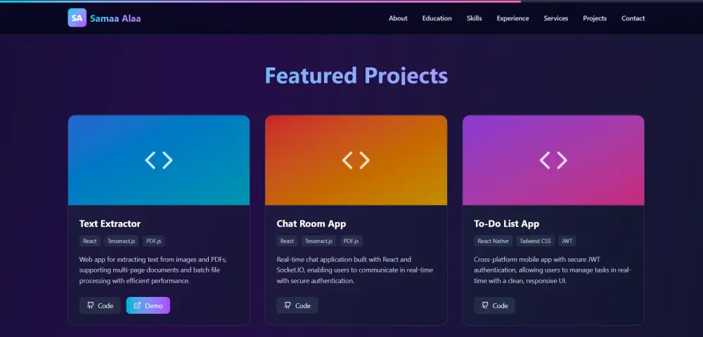 تصميم Portfolio احترافي باستخدام React.js