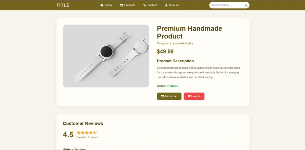 صفحة عرض المنتج (Product Page UI)