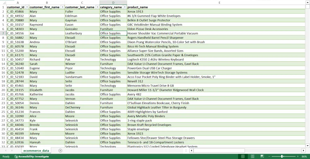 Data Entry Using Excel