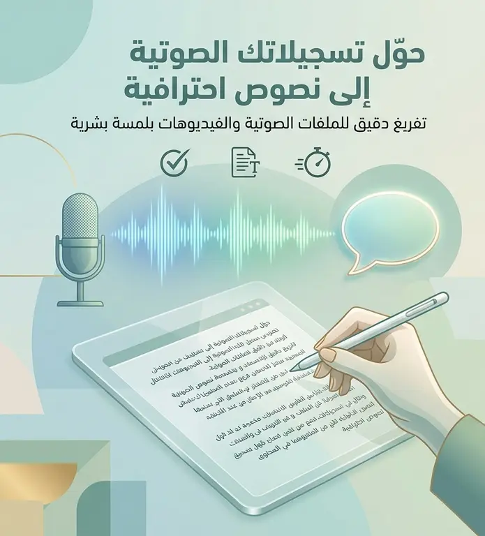 تفريغ صوتي دقيق للملفات الصوتية والفيديوهات وتنسيقها في ملفات Word